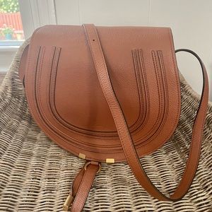 Chloe Marcie medium saddle bag in Tan